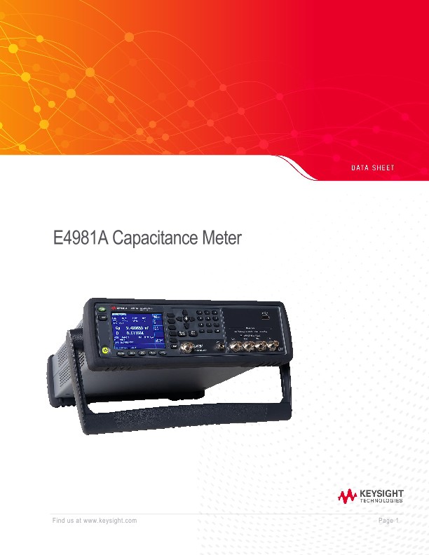 E4981A Capacitance Meter PDF Asset Page Keysight